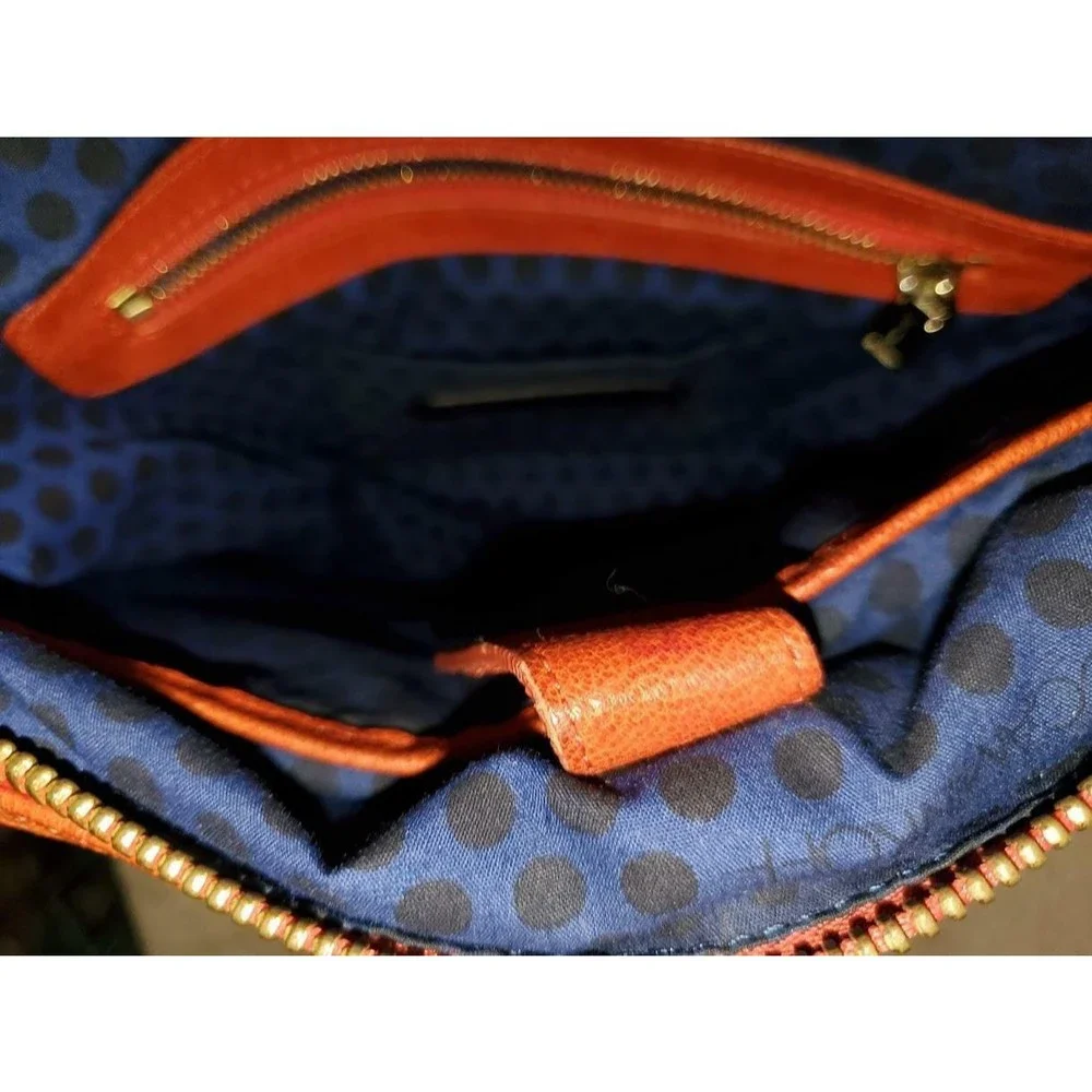 Rebecca Minkoff Women's Zip Closure Crossbody Handbag Leather Orange Chain